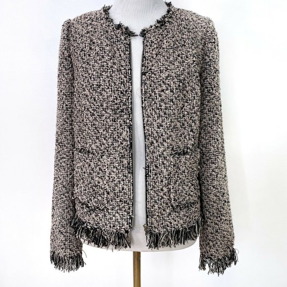 Rebecca Taylor Jackets & Blazers - Rebecca Taylor Black Parfait Fringe Tweed Blazer